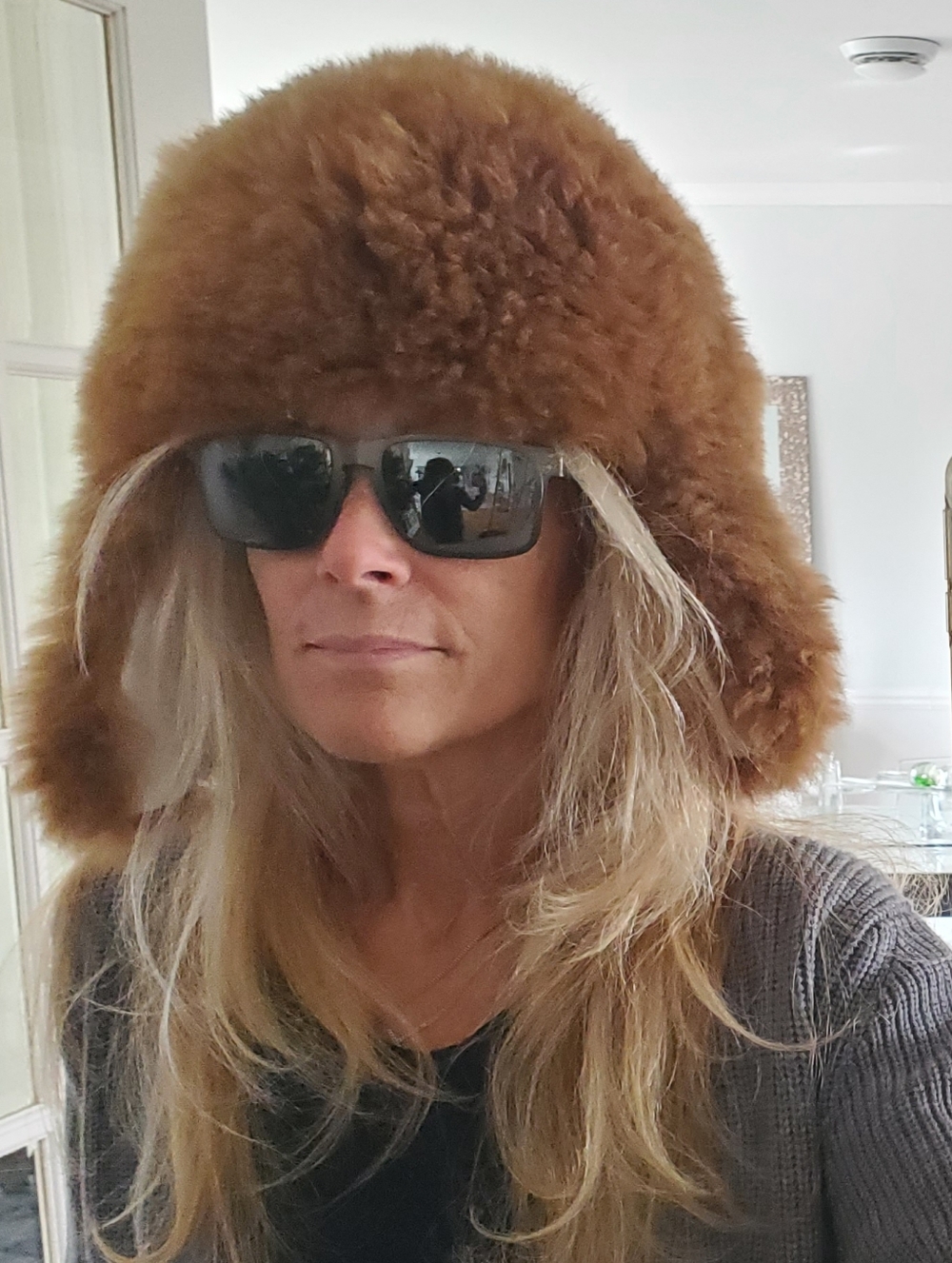 Real Alpaca Fur Huge Fuffy Trapper Hat